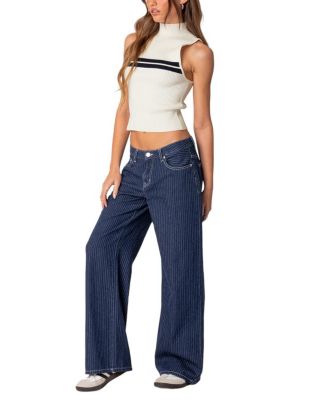 Pinstripe Low Rise Jeans