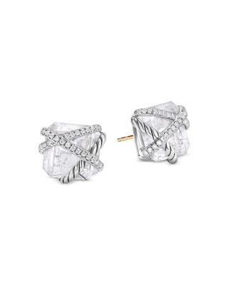 David Yurman Cable Wrap Stud Earrings in Sterling Silver with Crystals & Diamonds, 0.33 ct. t. w.