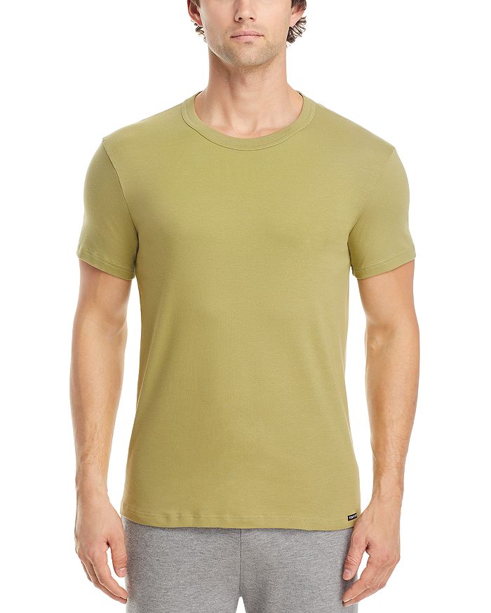 Shop Tom Ford Cotton Blend Crewneck Tee In Light Pastel Green