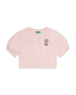 Shop Kenzo Girls' Puff Sleeve Embroidered Tee - Little Kid In Veiled Pink