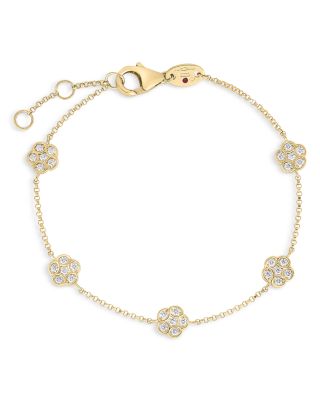 18K Yellow Gold Daisy Diamonds by the Inch Chain Bracelet - Exclusive
