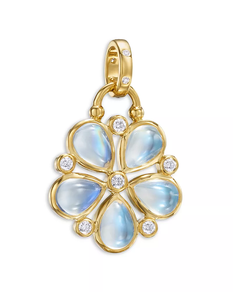 Temple St. Clair 18K Yellow Gold Royal Moonstone & Diamond Flower Pendant