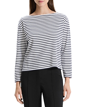 Shop Theory Striped Boatneck Tee In Navy Multi