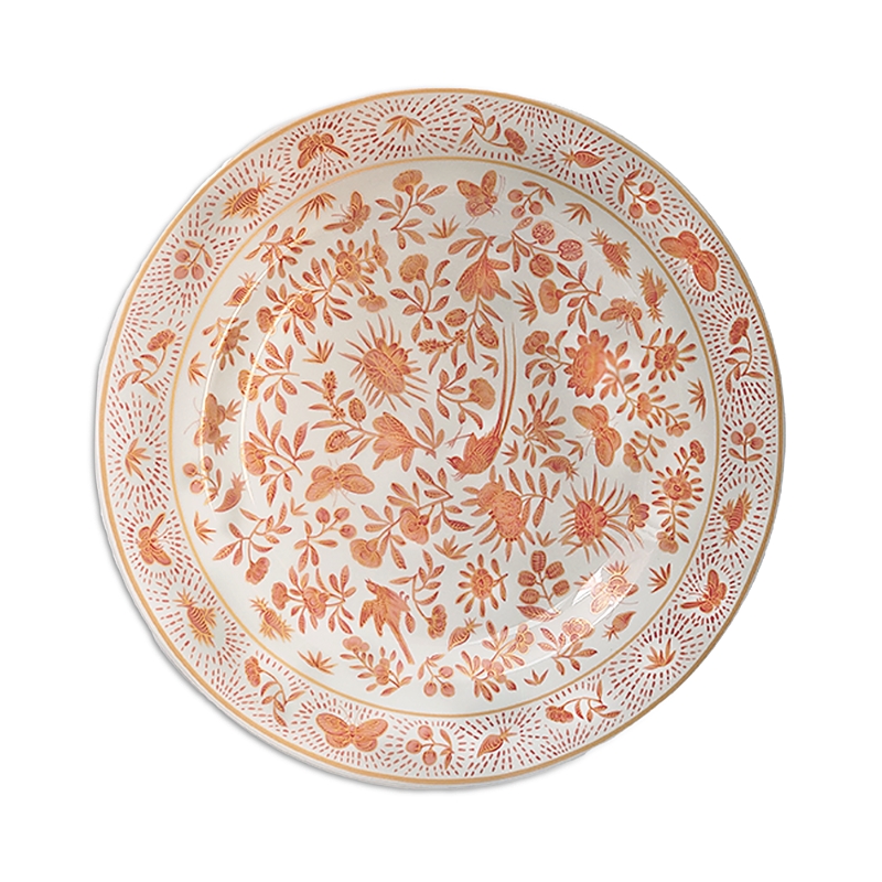 Mottahedeh Sacred Bird & Butterfly Orange Charger Plate In Multi