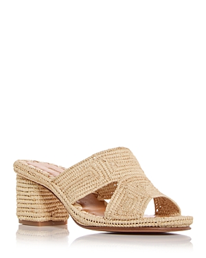 Shop Carrie Forbes Women's Cara Woven Block Heel Slide Sandals In Natural