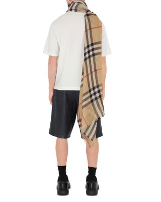 Reversible Check Wool Silk Scarf