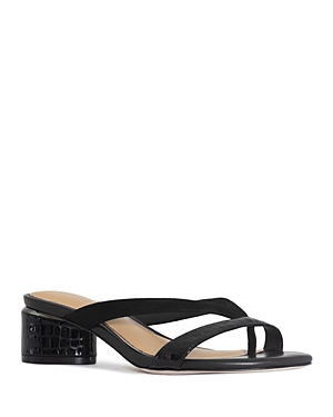 Shop Donald Pliner Women's Slip On Strappy Thong High Heel Sandals In Black