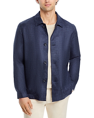 Shop The Men's Store At Bloomingdale's Melange Twill Chore Jacket - 100% Exclusive In Navy