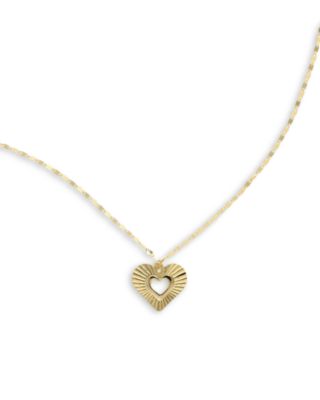 Bloomingdale's Fine Collection - Sunray Heart Pendant Necklace in 14K Yellow Gold