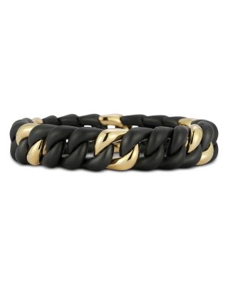 Roberto Demeglio - 18K Yellow Gold Black Ceramic Groumette Link Stretch Bracelet