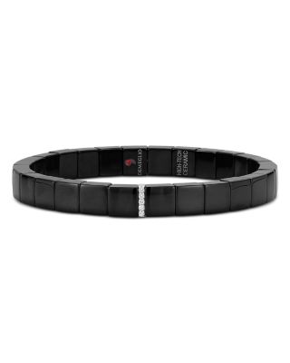 Roberto Demeglio - 18K White Gold Diamond Black Ceramic Scacco Stretch Bracelet