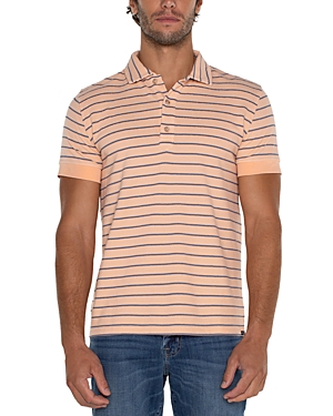 Shop Liverpool Los Angeles Striped Short Sleeve Polo Shirt In Nectar