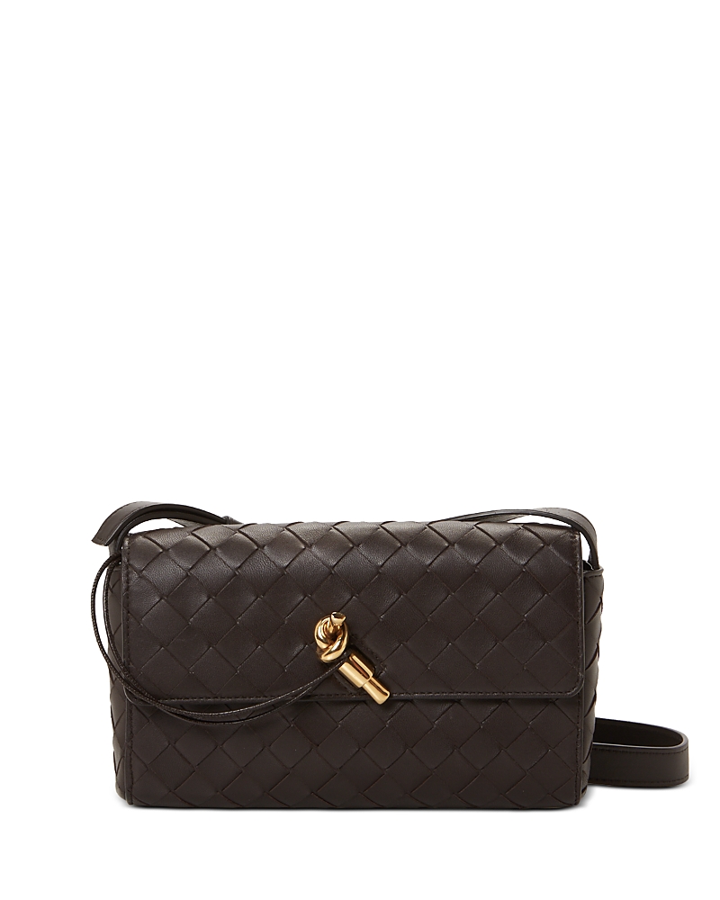 Bottega Veneta Andiamo Intrecciato Leather Shoulder Bag In Fondant-m Brass