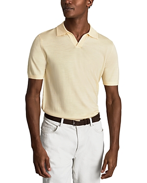 Shop Reiss Duchie Open Collar Short Sleeve Polo Shirt In Buttermilk