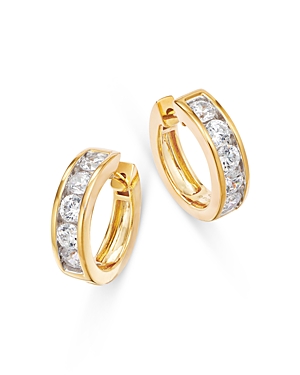 Bloomingdale's Diamond Channel Set Small Hoop Earrings In 14k Yellow Gold, 1.50 Ct. T. W. In Gold