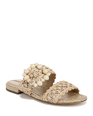 Shop Sam Edelman Women's Elisa Slip On Embellished Slide Sandals In Eggshell