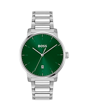 Shop Hugo Boss Dean Watch, 41mm In Green/silver