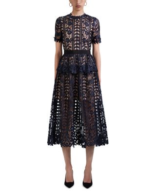 chinese dress ladies Black Sweetheart Lace Midi Dress – self-portrait-US main image 1