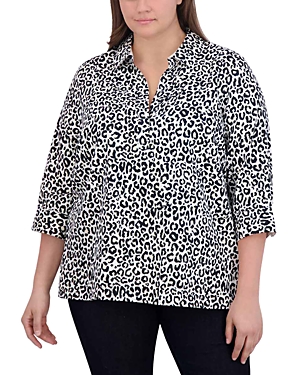Shop Foxcroft Plus Sophia Leopard Print Shirt In Multi