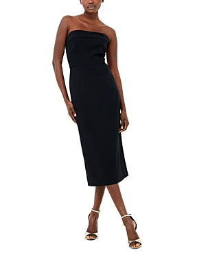 French Connection Echo Crepe Strapless Midi Dress Blackout In Blackout