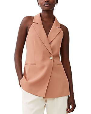 Shop French Connection Harrie Sleeveless Blazer Top In Mocha Mousse