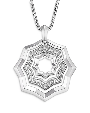 Stax Zig Zag Pendant Necklace in Sterling Silver with Diamonds, 28mm