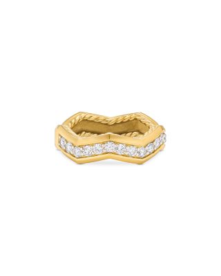 Stax Zig Zag Ring in 18K Yellow Gold with Diamonds, 5mm
