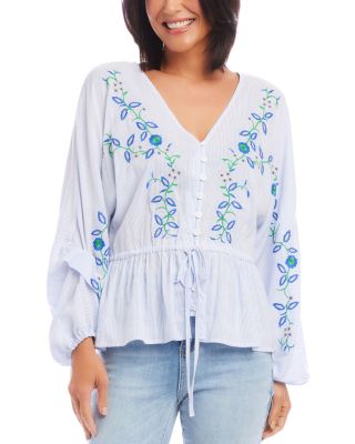 Karen Kane - Embroidered Drawstring Top
