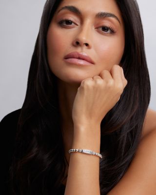 Sterling Silver Signature Caviar Love Station Bracelet