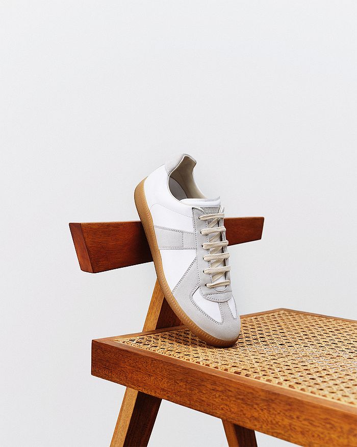 Shop Maison Margiela Men's Replica Low Top Sneakers In Silver/grey