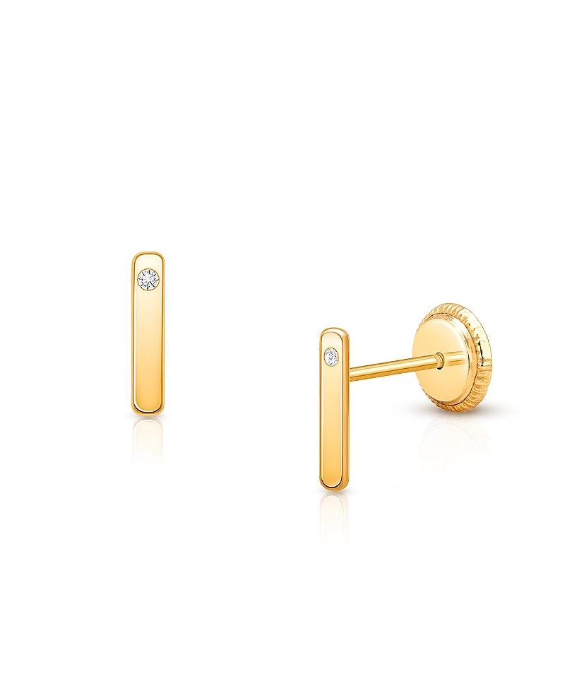 Tiny Blessings Girls' 14K Gold Simple Elegance Bar Stud Earrings - Baby, Little Kid, Big Kid