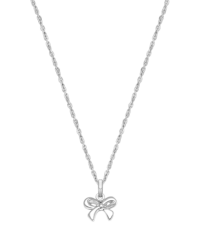 Tiny Blessings Girl's Sterling Silver Darling Bow 12 - 14 Necklace - Little Kid, Big Kid In Sterling Silver
