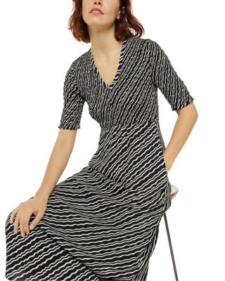 Diagonal Ripple Shirred Dress