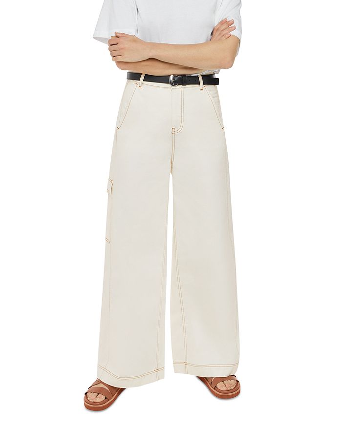 Whistles Wide Leg Cargo Jeans in White Bloomingdale's