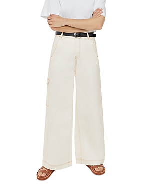 Shop Whistles Wide Leg Cargo Jeans In White