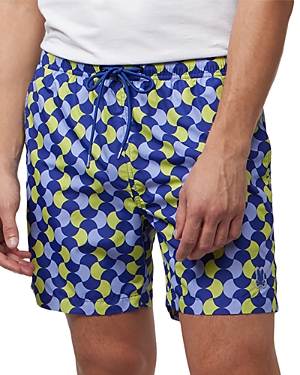 Shop Psycho Bunny Colchester Lightweight Printed 5.75 Swim Trunks In Royal Blue