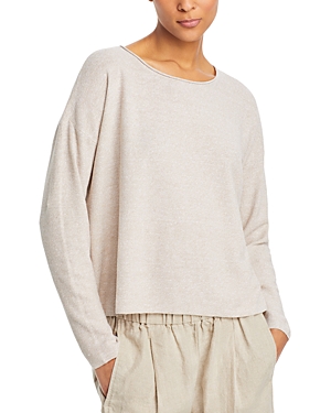 Shop Eileen Fisher Round Neck Boxy Sweater In Natural White