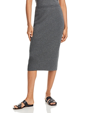 Shop Eileen Fisher Wool Midi Skirt In Ash