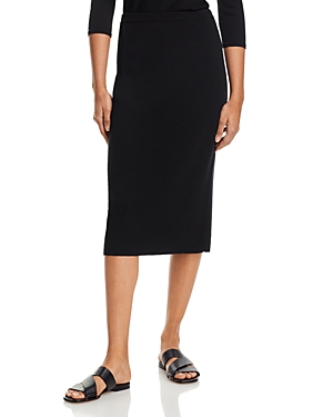 Shop Eileen Fisher Wool Midi Skirt In Black