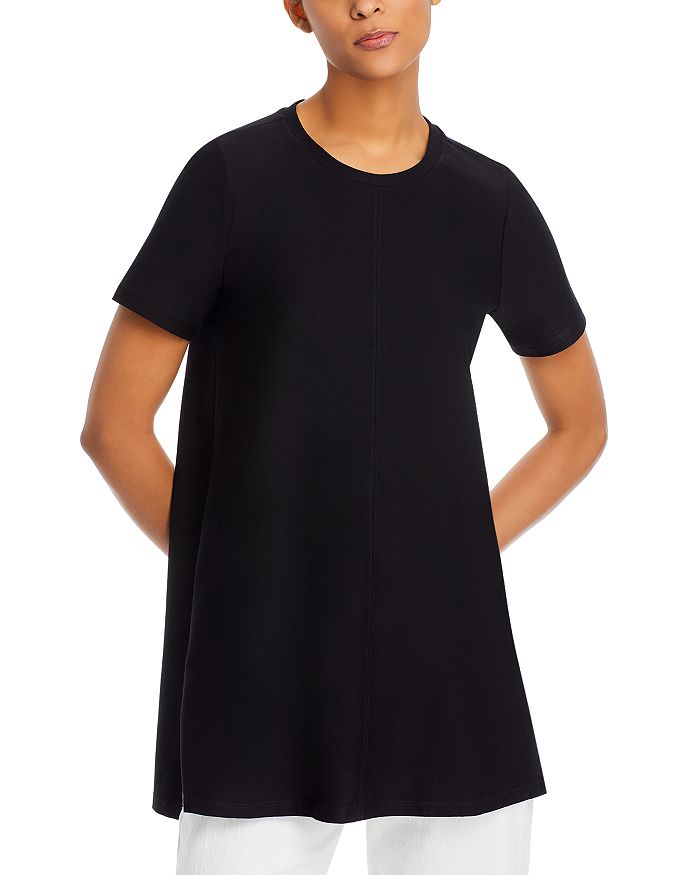 Eileen Fisher Crewneck Short Sleeve Tunic Top Bloomingdale s