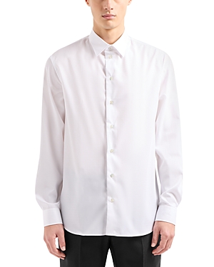 Shop Emporio Armani Long Sleeve Button Front Shirt In Solid White