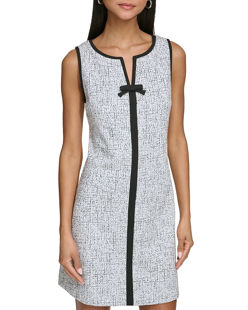 Karl Lagerfeld Paris Speckled Bow Front Sheath Dress