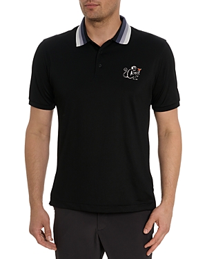 Shop Robert Graham Monkey Business Short Sleeve Polo Shirt In Black