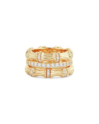 Sculpted Bamboo Stack Ring in 18K Gold Plated