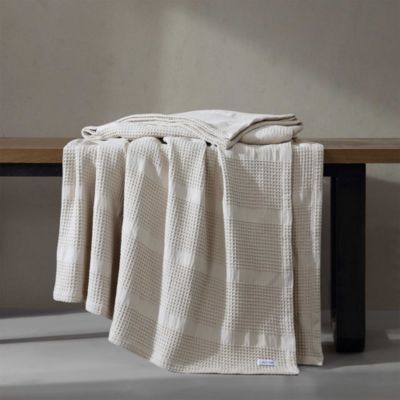 Waffle Stripe Cotton Blanket, King