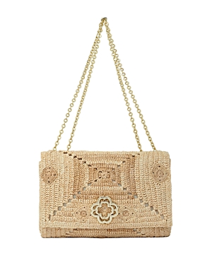 Maje Handmade Raffia Clover Bag In Beige