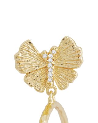 Butterfly Single Hoop Earrings in 18K Gold Plated