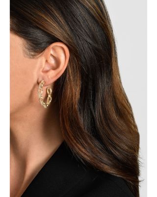 Enchanted Forest Chain Hoop Earrings in 18K Gold Plated 