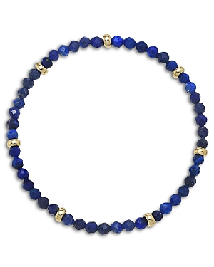 Shop Zoe Lev 14k Yellow Gold Lapis Bead Bracelet In Blue/gold