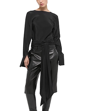 Shop Helmut Lang Silk Scarf Top In Black